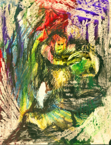 "Хранитель" 1988, тушь, перо, акварель, восковая пастель. 22х28