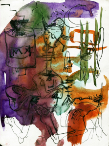 "Истопник" 1991. Тушь, перо, акварель. 15х21