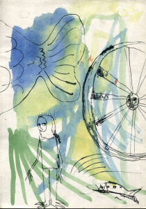 "Цирк" 1989. Тушь, перо, акварель. 15х18