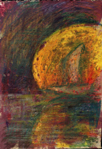 "Кораблик" 1989. Картон, восковая пастель, акварель. 13х19