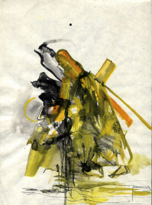 "Крестный Путь" 1990. Тушь, перо, акварель. 21х29.