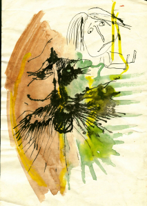 "Непослушание" 1989, бумага, акварель, тушь. 15х22