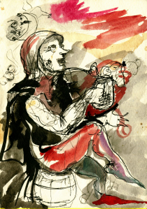 "Кружка доброго эля" 1989, бумага, акварель, тушь. 15х22