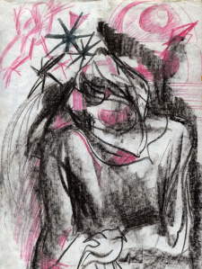 "Маскарад" 1990. Восковые мелки. 21х29.