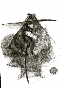 "Странник" 1989, тушь, перо, ватман. 22х30