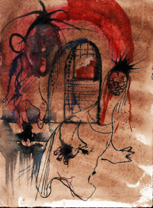 "Подъезд" 1989. Тушь, перо, акварель. 15х21