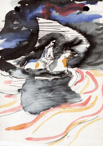 "Похищение Европы" 1989. Тушь, перо, акварель. 15х18