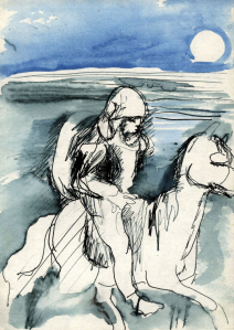 "Покой" 1989. Тушь, перо, акварель. 15х18