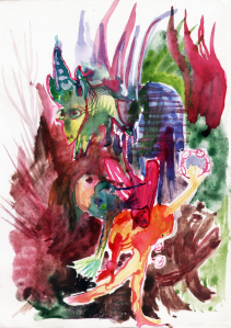 "Шут" 1990. Акварель. 15х21