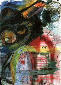 "Война" 1989. Тушь, перо, акварель, восковая пастель. 15х21